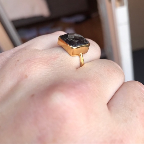 💕HP💕Hypersthene faceted stone gold plated Ring - Picture 4 of 9